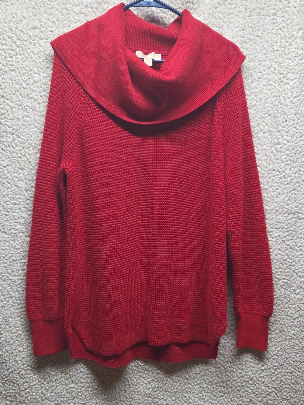 Michael Kors Red Cable Knit Cowl Neck Sweater